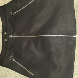 Ladies Suede Like Black Zip Up Skirt